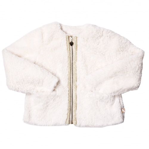 Girls White Embroidered Trim Faux Fur Zip Jacket 65608 by Billieblush from Hurleys