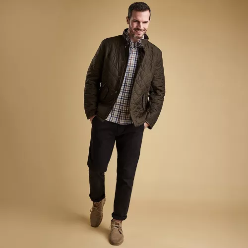 Mens Olive Powell Quilted Jacket 75427 by Barbour from Hurleys