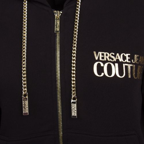 Womens Black Chain Detail Icon Hooded Zip Through Sweat Top 51240 by Versace Jeans Couture from Hurleys
