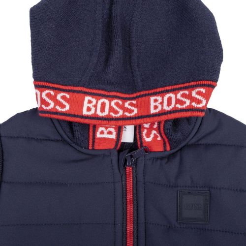 Toddler Navy Hybrid Zip Through Knitted Jacket 98733 by BOSS from Hurleys