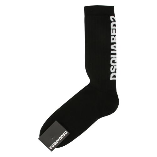 Mens Black Vertical Logo Socks 59256 by Dsquared2 from Hurleys