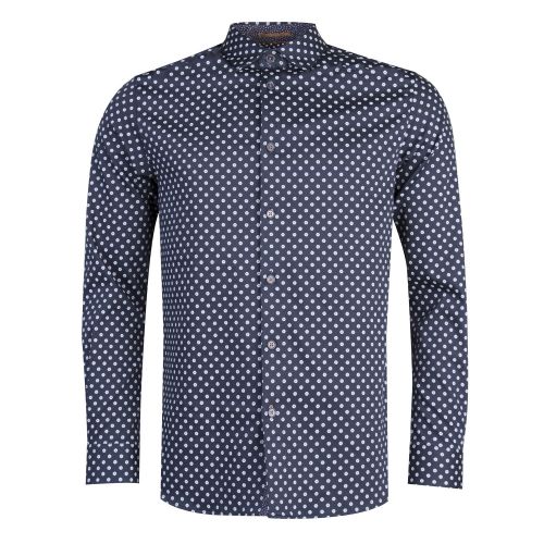 Mens Navy Hillgat Geo L/s Shirt 29241 by Ted Baker from Hurleys