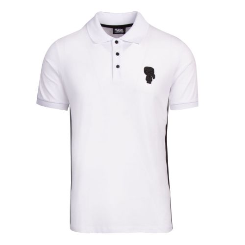 Mens White Ikonik Patch S/s Polo Shirt 76941 by Karl Lagerfeld from Hurleys