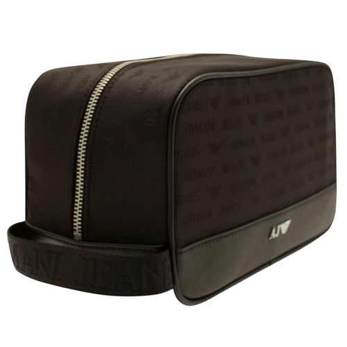 Mens Black Multi Logo Wash Bag 11117 by Armani Jeans from Hurleys