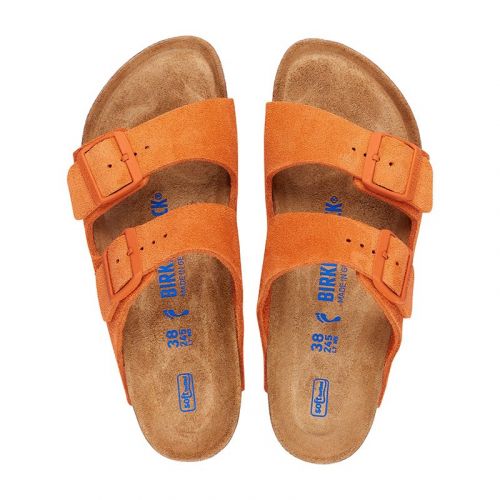 Womens Orange Arizona Suede Soft Footbed Sandals 106124 by Birkenstock from Hurleys