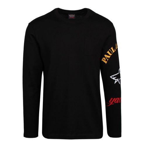Mens Black Printed Logo Arm L/s T Shirt 93889 by Paul And Shark from Hurleys