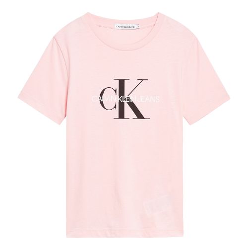 Girls Chalk Pink Monogram Logo S/s T Shirt 56110 by Calvin Klein from Hurleys