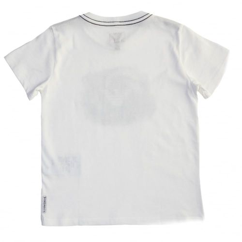 Boys White Wave Print Logo S/s Tee Shirt 62447 by Armani Junior from Hurleys