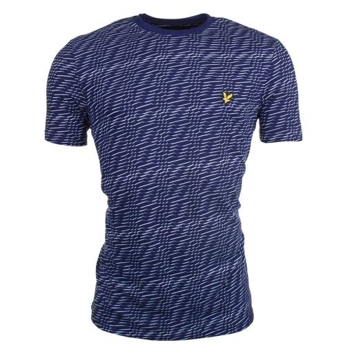 Mens Navy Textured Distorted S/s T Shirt 15353 by Lyle & Scott from Hurleys