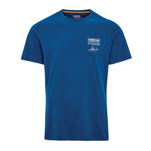 Mens Dark Petrol Signature S/s T Shirt 83063 by Barbour Steve McQueen Collection from Hurleys