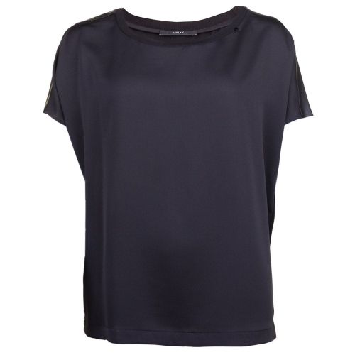 Womens Black Leather Trim Top 67696 by Replay from Hurleys