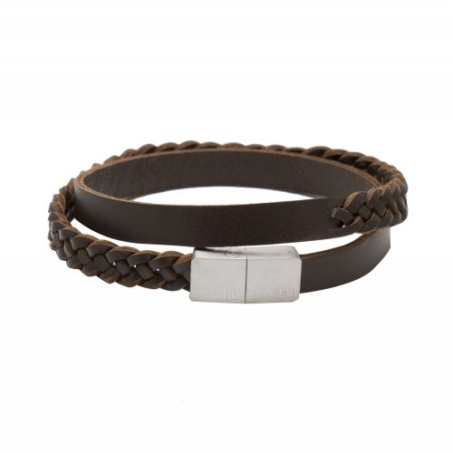 Mens Brown Trabek Leather Bracelet 53521 by Ted Baker from Hurleys