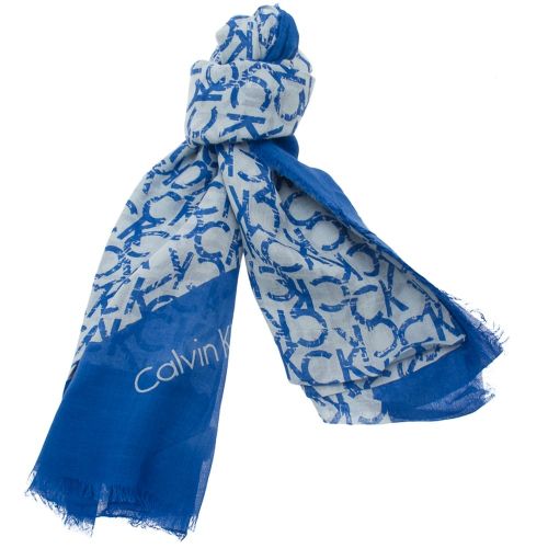 Womens Dazzling Blue CK Allover Logo Scarf 6195 by Calvin Klein from Hurleys