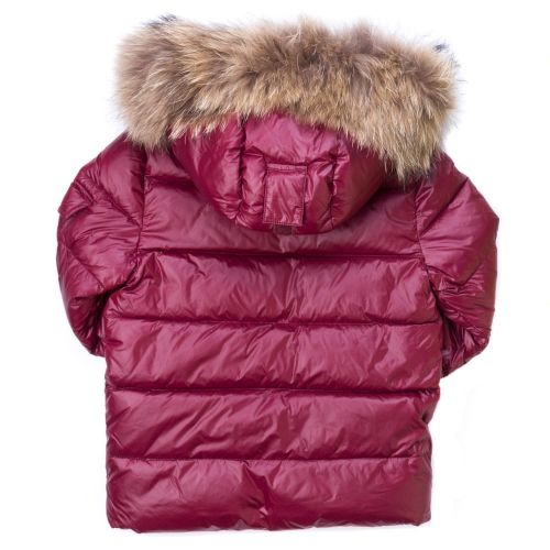 Girls Burgundy Authentic Fur Hooded Shiny Jacket 65810 by Pyrenex from Hurleys