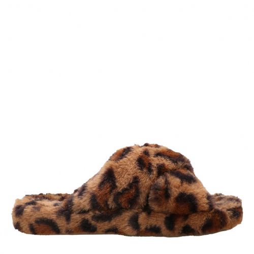 Womens Brown Leopard Elyna Faux Fur Cross Slippers 96955 by Ted Baker from Hurleys