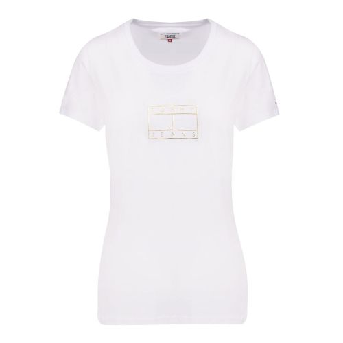 Womens White Metallic Outline S/s T Shirt 74626 by Tommy Jeans from Hurleys