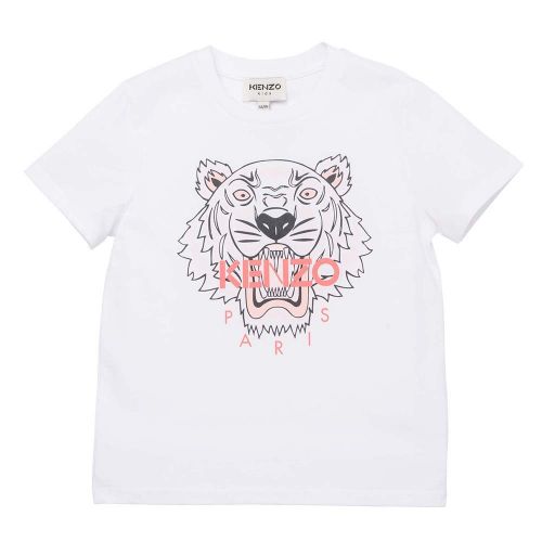 Girls White/Pink Core Tiger S/s T Shirt 91741 by Kenzo from Hurleys