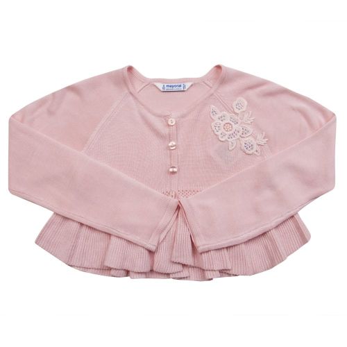 Girls Blush Embroidered Frill Cardigan 22628 by Mayoral from Hurleys