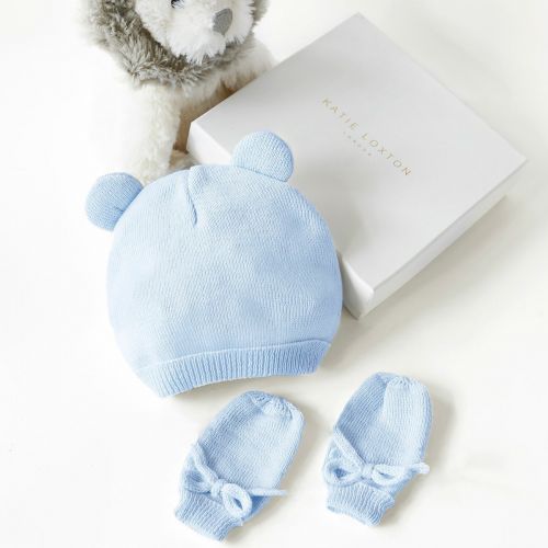 Baby Blue Fine Knit Hat & Mittens Set 95042 by Katie Loxton from Hurleys