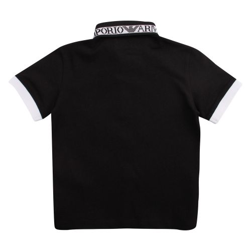 Boys Black Logo Trim Collar S/s Polo Shirt 57389 by Emporio Armani from Hurleys