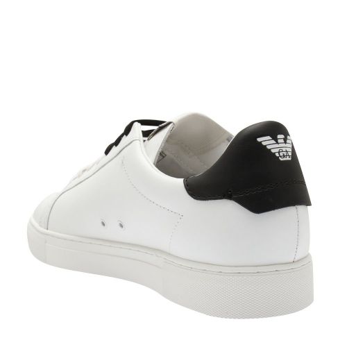 Mens White Perforated Eagle Trainers 83120 by Emporio Armani from Hurleys