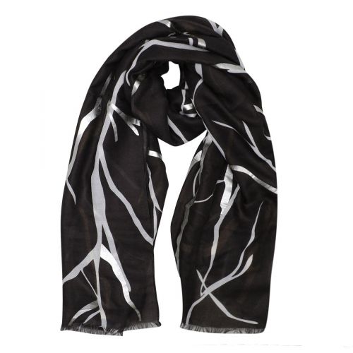 Womens Charcoal Grey Foil Branches Print Scarf 103142 by Katie Loxton from Hurleys