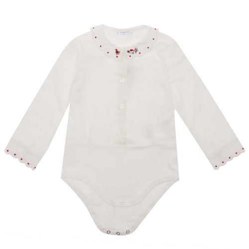 Infant Natural & Red Embroidered Bodysuit 29805 by Mayoral from Hurleys