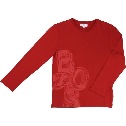Boys Red Logo L/s Tee Shirt 16676 by BOSS from Hurleys