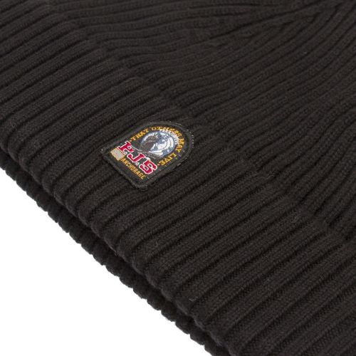 Mens Black Branded Knitted Hat 48926 by Parajumpers from Hurleys