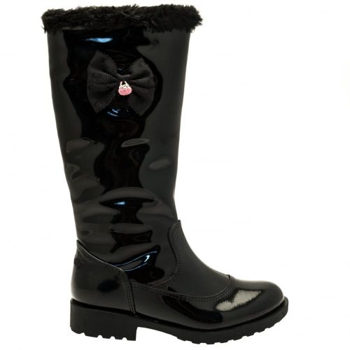 Girls Black Patent Frances Tall Hairclip Boots (26-35) 66508 by Lelli Kelly from Hurleys