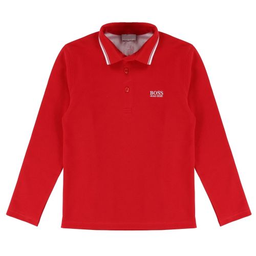 Boys Pop Red Tipped L/s Polo Shirt 28418 by BOSS from Hurleys