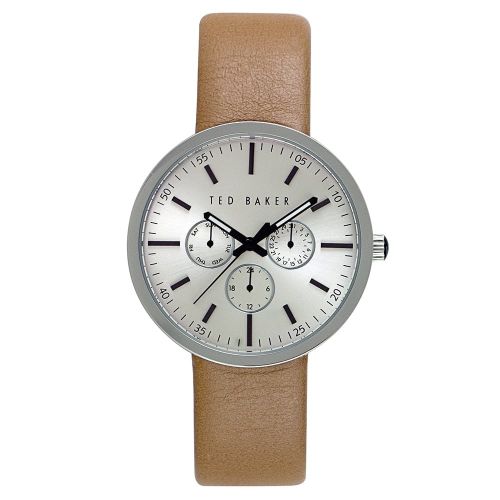 Mens Silver Dial Brown Multifunctional Leather Strap Watch 52024 by Ted Baker from Hurleys