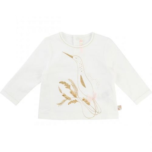 Baby Girls White Metallic Bird L/s T Shirt 13076 by Billieblush from Hurleys
