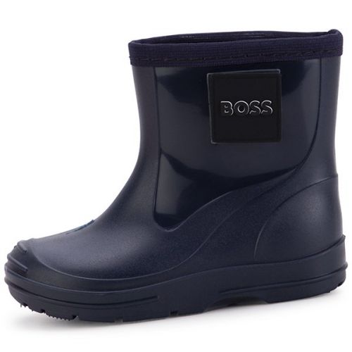 Toddler Navy Shiny Panel Wellies 111355 by BOSS from Hurleys