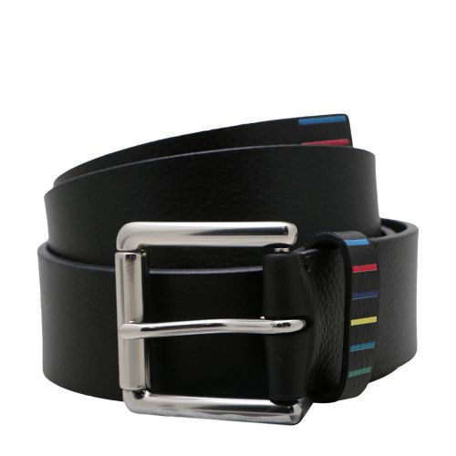 Mens Black Reflective Stripe Belt 99044 by PS Paul Smith from Hurleys