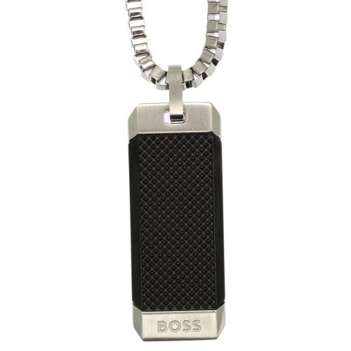Mens Silver/Black Bennett Ionic Plated Necklace 109155 by BOSS from Hurleys