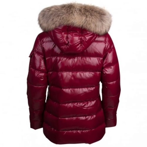 Womens Burgundy Authentic Fur Shiny Jacket 13976 by Pyrenex from Hurleys