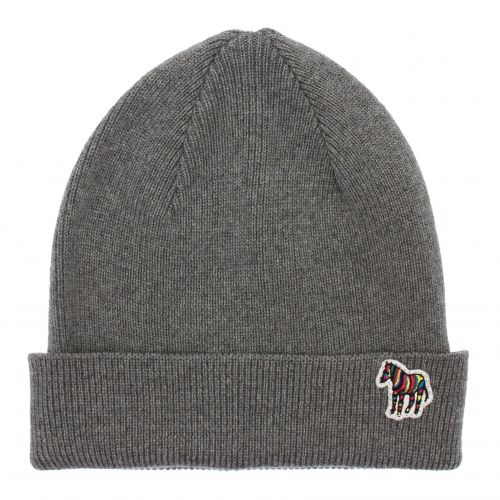 Mens Grey Melange Zebra Knitted Beanie Hat 80162 by PS Paul Smith from Hurleys