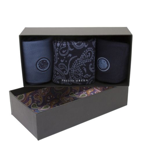 Mens Navy Paisley 3 Pack Sock Gift Set 49272 by Pretty Green from Hurleys
