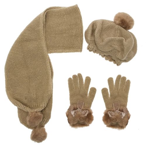 Girls Champagne Beret Scarf & Gloves Set 29905 by Mayoral from Hurleys