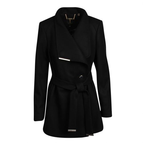 Womens Black Rosess Short Wool Wrap Coat 78089 by Ted Baker from Hurleys