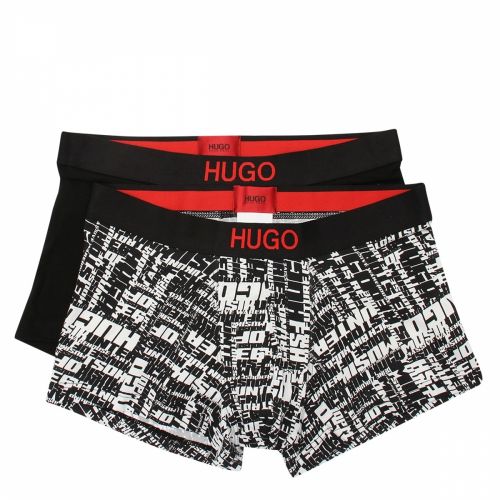 Mens Black Brother Printed 2 Pack Trunks 37777 by HUGO from Hurleys