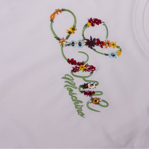 Womens Optical White Embroidered Logo S/s T Shirt 39434 by Love Moschino from Hurleys