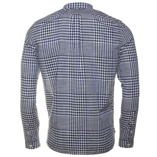 Mens French Navy Distorted Gingham L/s Shirt 60727 by Fred Perry from Hurleys