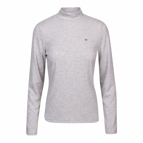 Womens Pale Grey Heather Rib Mock Neck Knitted Top 50232 by Tommy Jeans from Hurleys