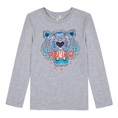 Boys Grey Marl Tiger L/s T Shirt 30840 by Kenzo from Hurleys