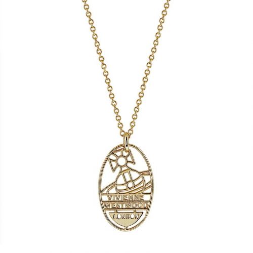 Mens Gold Archibald Tag Pendant Necklace 94673 by Vivienne Westwood from Hurleys
