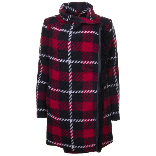Womens Red Tartan Fringed Coat 66989 by Replay from Hurleys