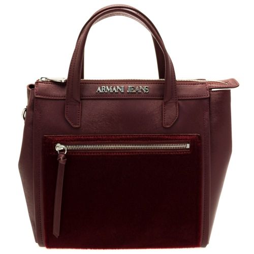 Womens Bordeaux Metallic Effect Tote Bag 59106 by Armani Jeans from Hurleys
