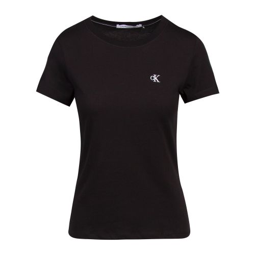 Womens Black Embroidered Slim Fit S/s T Shirt 77333 by Calvin Klein from Hurleys